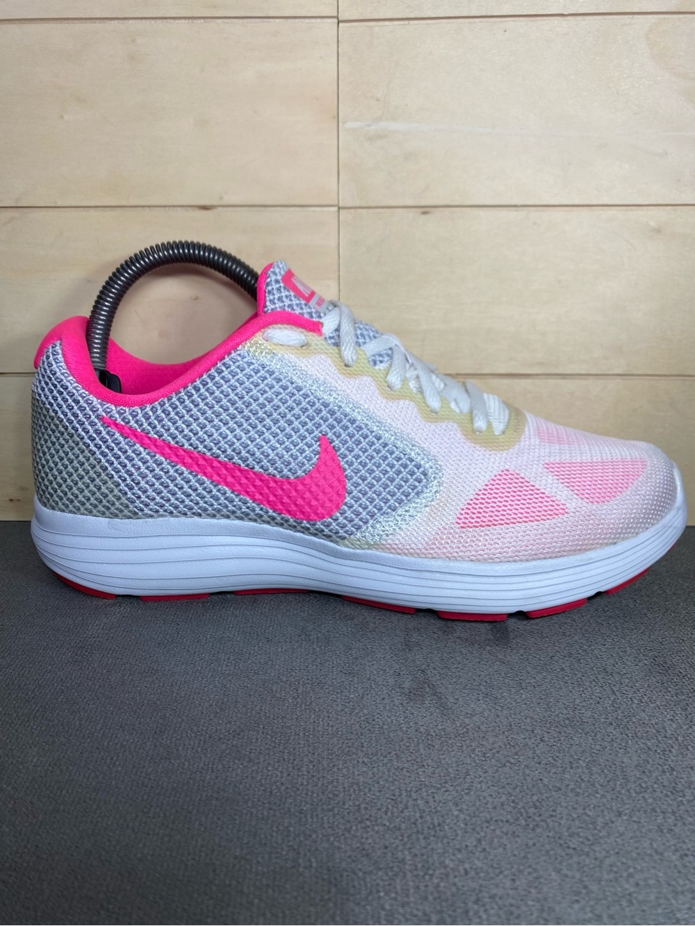 Nike Revolution 3 Pink White Women's Size 7 Running Shoes Sneakers 819303-101